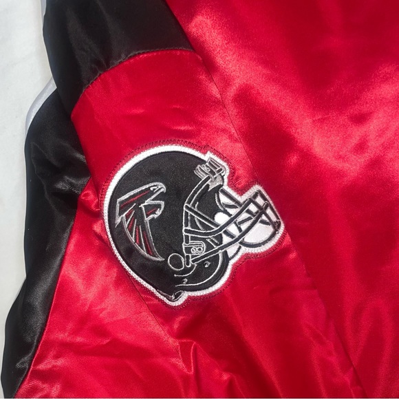 Men’s Starter Atlanta Falcons Varsity Red Satin Snap Jacket Size Large New w/Tag - Picture 6 of 10